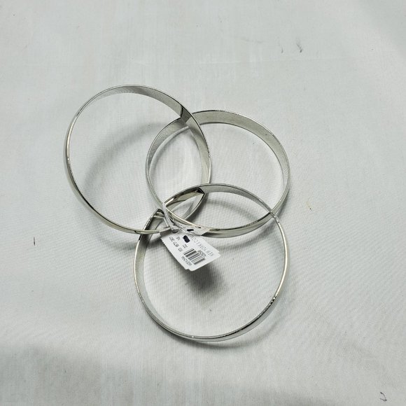 New York & Company silver trinity 3pc bangle bracelet set - Picture 7 of 7